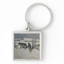 Wolfs, Winter Night, c.1910 Keychain