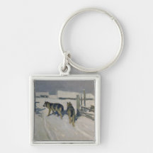 Wolfs, Winter Night, c.1910 Keychain