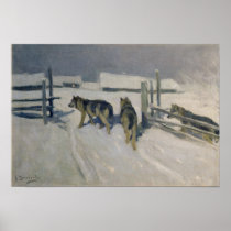 Wolfs, Winter Night, c.1910 Posters