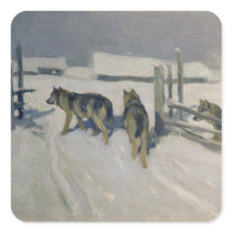 Wolfs, Winter Night, c.1910 Square Sticker