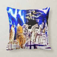 Wolves and Unicorns Throw Pillow