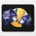 Wolves at full moon mousepads