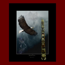 Wolves, Eagle & Totem Art Poster posters