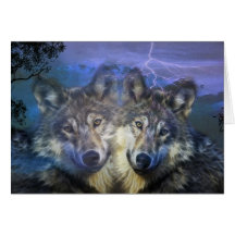Wolves in the night greeting cards