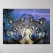 Wolves in the night print