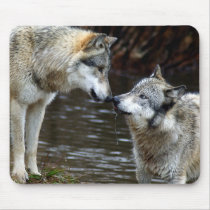 Wolves - Nose to Nose mousepads by Tberling Wolves - Nose to Nose mousepads