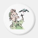 Woman and Bat Magnets