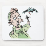Woman and Bat Mouse Pad