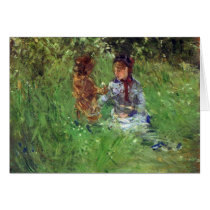 Woman and child in garden in Bougival by Morisot cards
