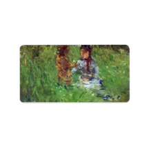 Woman and child in garden in Bougival by Morisot Address Label