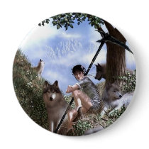 Woman and Wolves Button