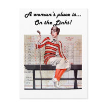 Woman at the links postcards
