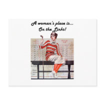 Woman at the links postcards