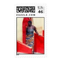 Woman at the Red Door -- The Gambia, West Africa stamps