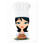 Woman chef Birthday cake Post Cards
