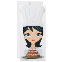 Woman chef Birthday cake rack cards by Melisende Woman chef Birthday cake rack cards
