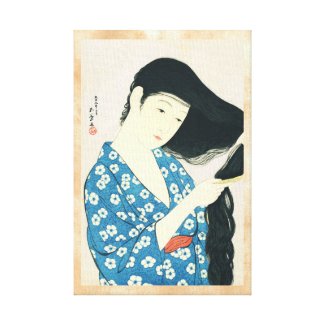 Woman Combing Her Hair Hashiguchi Goyo Stretched Canvas Prints