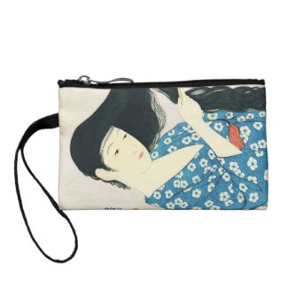 Woman Combing Her Hair Hashiguchi Goyo Coin Purses