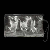 Woman dancing bagettes bags