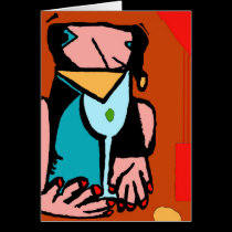 Woman Drinking Abstract Cubism cards