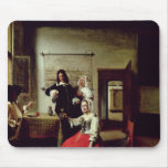 Woman drinking with soldiers, 1658 mousepad