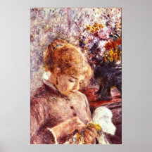 Woman Embroidering by Pierre Renoir Posters