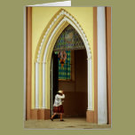 Woman entering church cards