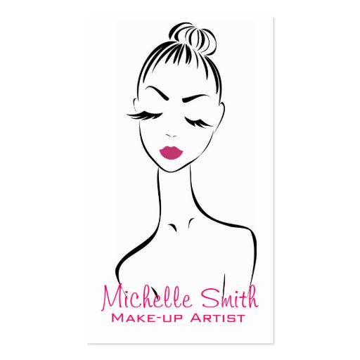 Woman face Make-up artist business card design (front side)