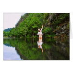 Woman Fly Fishing Card cards