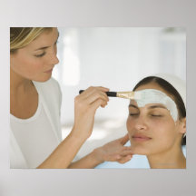 Woman getting beauty mud mask print
