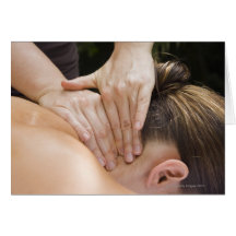Woman getting spa treatment greeting cards