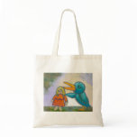 Woman giant bird played a joke odd unique art bags