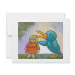 Woman giant bird played a joke odd unique art personalized invitation
