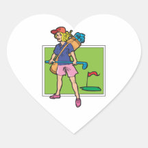 woman golfer graphic heart sticker