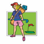 woman golfer graphic photo cutout