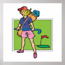 woman golfer graphic poster