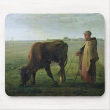 Woman Grazing her Cow, 1858 Mousepads