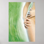 Woman & green leaf abstract digital composition posters