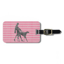 Woman Greyhound and Pink Argyle Luggage Tag luggage tags