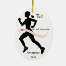 Woman Half Marathon Runner Ornament in Pink