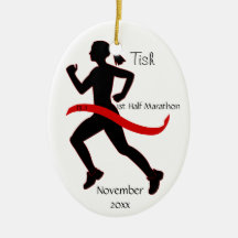 Woman Half Marathon Runner Ornament in Red