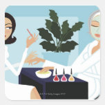 Woman having manicure and facial at spa sticker