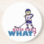 Woman Hockey Player Drink Coaster