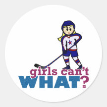 Woman Hockey Player Round Sticker
