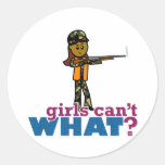 Woman Hunting Round Stickers