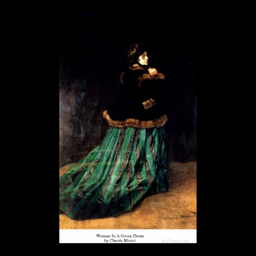 Woman In A Green Dress by Claude Monet Poster