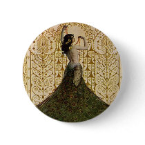 Woman in a Peacock Skirt Pinback Buttons