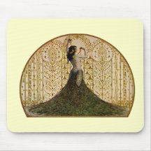 Woman in a Peacock Skirt Mouse Pads