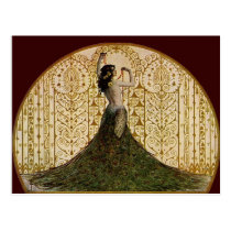 Woman in a Peacock Skirt Post Card