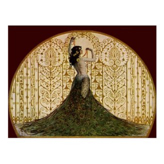 Woman in a Peacock Skirt Post Card